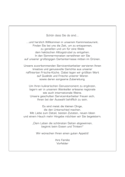 Speisekarte - Hotel Vorfelder Walldorf