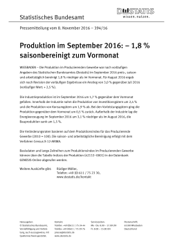 Produktion im September 2016: – 1,8
