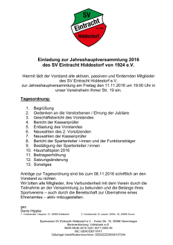 Einladung als  - SV Eintracht Hiddestorf
