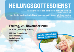heilungsgottesdienst - Schule f&uuml;r Heilung Ostschweiz