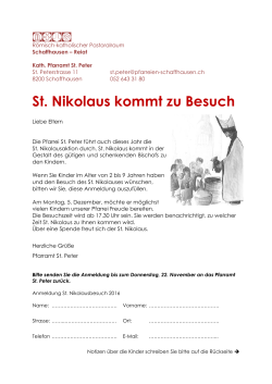 St. Nikolaus kommt zu Besuch - Pfarrei St. Peter, Schaffhausen