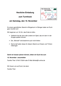 Herzliche Einladung zum Turmhock am Samstag, den 19. November