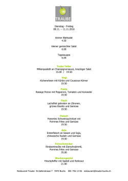 Dienstag - Freitag 08.11. &ndash; 11.11.2016 kleiner Blattsalat 4.50 kleiner