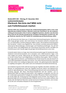 Ellerbrock: Rot-Grün darf NRW nicht zum Freilichtmuseum machen