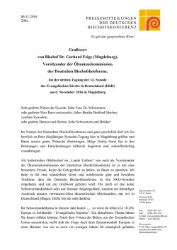 Gru&szlig;wort von Bischof Dr. Gerhard Feige (Magdeburg)