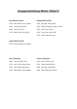 Gruppeneinteilung Winter 2016/17