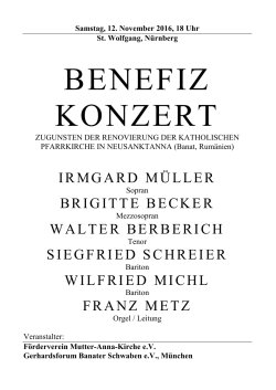 Programm zum Konzert in Nürnberg - Landsmannschaft der Banater