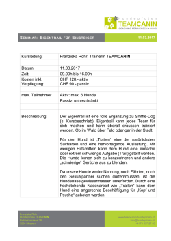Franziska Rohr, Trainerin TEAMCANIN Datum