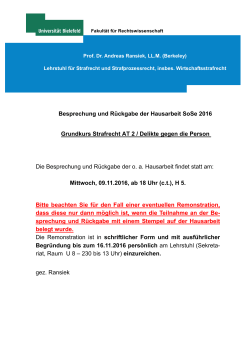 Besprechung und Rückgabe der Hausarbeit