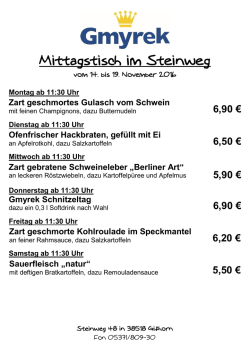 Jeden Tag etwas anderes zum Mittag