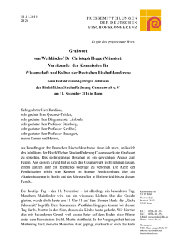 Gru&szlig;wort von Weihbischof Dr. Christoph Hegge (M&uuml;nster