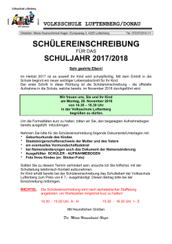 schülereinschreibung - Volksschule Luftenberg