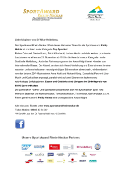 Newsletter SportAward Rhein Neckar 2016