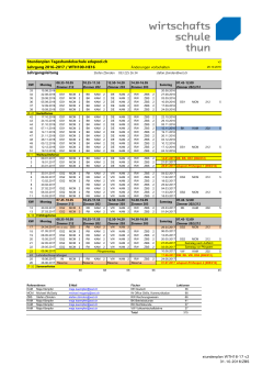 Stundenplan für den aktuellen Lehrgang August 2016 bis 2017