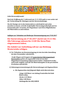 Der Karnevalszug am 27.02.2017 startet um 14.11 Uhr. Alle
