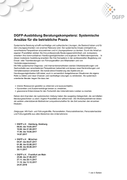 DGFP-Ausbildung Beratungskompetenz: Systemische Ansätze für