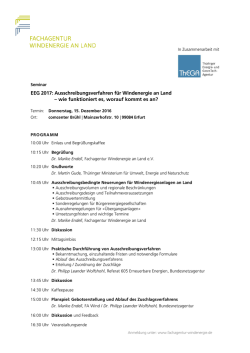 EEG 2017: Ausschreibungsverfahren f&uuml;r Windenergie an Land