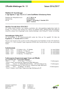 Offizielle Mitteilungen Nr. 15 Saison 2016/2017