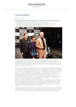 Berlin, 10.11.2016 Volkswagen gratuliert den