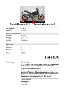 Detailansicht Ducati Monster 821 €,€* Ankauf aller