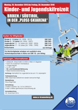 Infoflyer Kinder- und Jugendskifreizeit im Dezember 2016