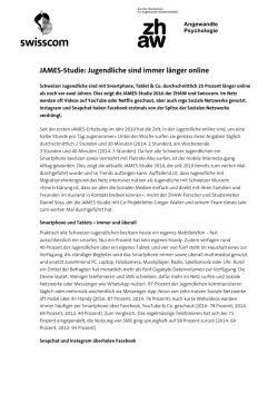 JAMES-Studie: Jugendliche sind immer länger online