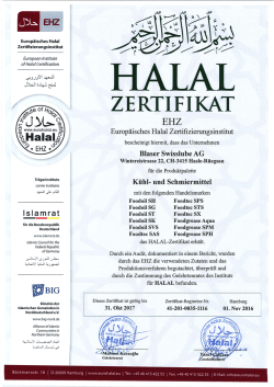 Halal Zertifikat - Blaser Swisslube