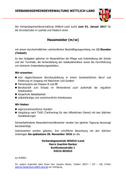 Hausmeister (m/w) - Verbandsgemeinde Wittlich-Land