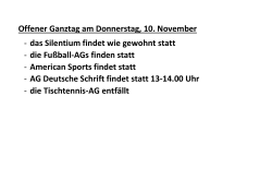 Offener Ganztag am Donnerstag, 10. November