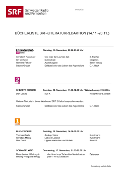 BÜCHERLISTE SRF-LITERATURREDAKTION (14.11.