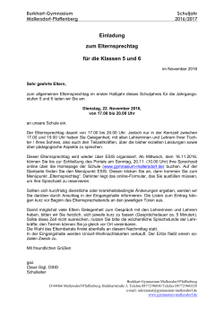 Einladung Elternsprechtag 5+6 - Burkhart Gymnasium Mallersdorf