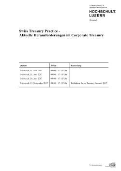 Fachkurs Swiss Treasury Practice Aktuelle Herausforderungen im