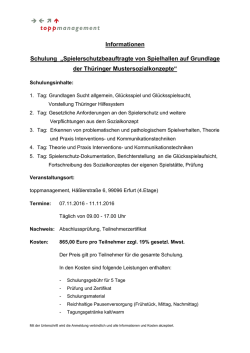 Informationen Schulung