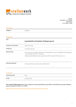 Haushaltshilfe in Eimsb&uuml;ttel / Stellingen gesucht