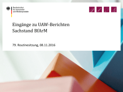 Eing&auml;nge zu UAW-Berichten Sachstand BfArM