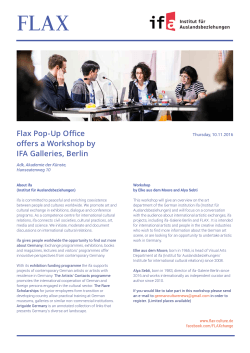 Flax Pop-Up Office offers a Workshop by IFA Galleries, Berlin