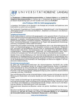 eine Professur (W2) f&uuml;r Anthropogeographie