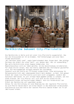 Marktkirche bekommt City-Pfarrstelle