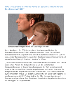 CDU Kreisverband will Angela Merkel als Spitzenkandidatin für die