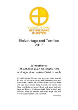 Jahresprogramm 2017 - Evangelisches Gethsemanekloster
