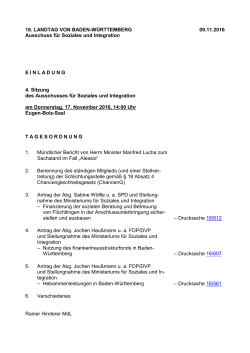 16. LANDTAG VON BADEN-WÜRTTEMBERG Ausschuss für