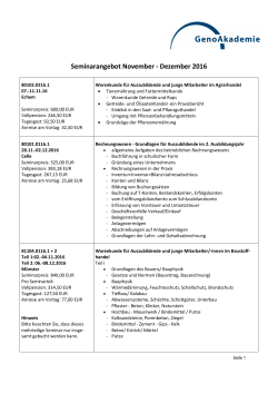 Seminarangebot November - Dezember 2016