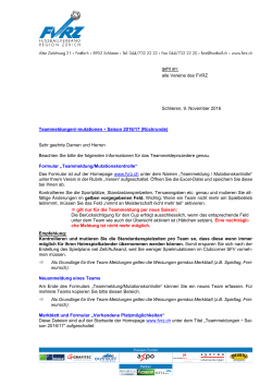 Page 1 geht an: alle Vereine des FVRZ Schlieren, 9. November