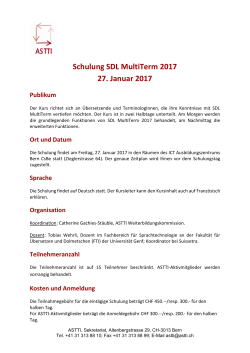 Schulung SDL MultiTerm 2017 27. Januar 2017