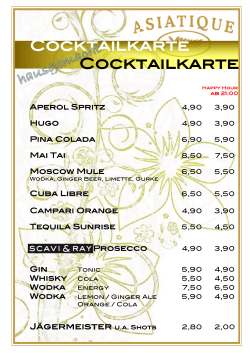 Speisekarte Cocktailkarte