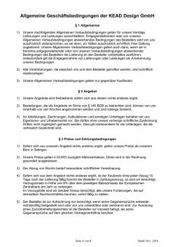 Allgemeine Geschäftsbedingungen der KEAD Design GmbH