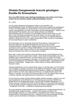 Globale Energiewende braucht g&uuml;nstigere