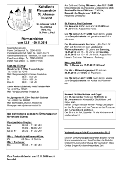 Pfarrnachrichten - Kirchengemeinde St. Johannes Troisdorf