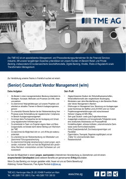Senior Consultant Vendor Management (w/m)