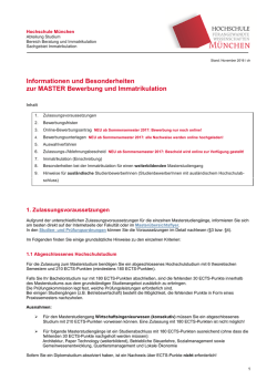 immatrikulation - Hochschule M&uuml;nchen